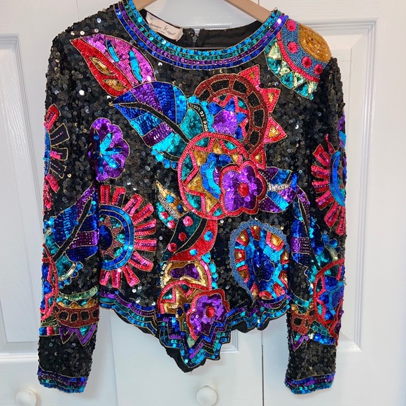Laurence Kazar Tops - SOLD Vintage 80’s Laurence Kazar Sequin Silk